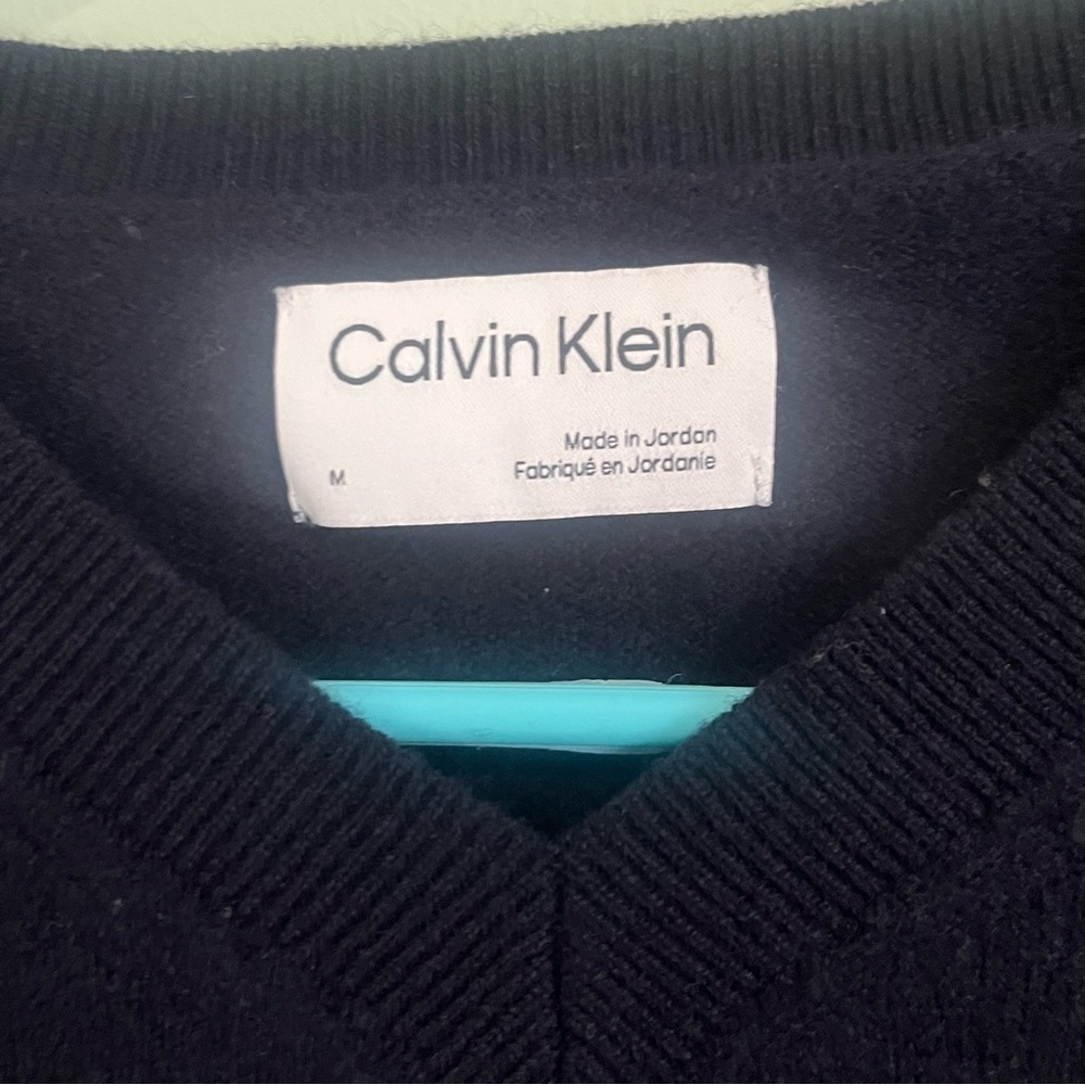 Calvin Klein Men's Black V-Neck Knit Sweater - Picture 4 of 7
